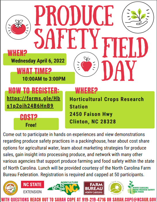 Flier for Produce Safety Field Day